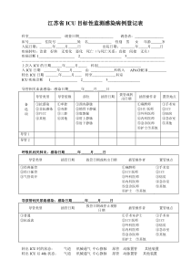 ICU目标性监测感染病例登记表