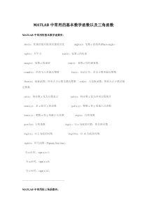 MATLAB中常用的基本数学函数以及三角函数