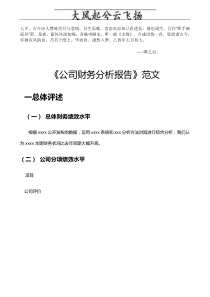 Brfqsgg公司财务分析报告范文