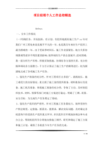 项目经理个人工作总结精选