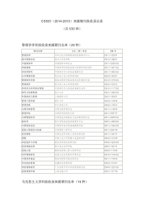 CSSCI(2014-2015)来源期刊收录目录