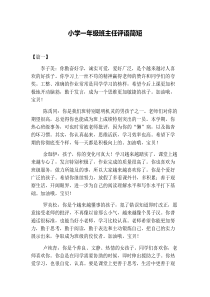 小学一年级班主任评语简短