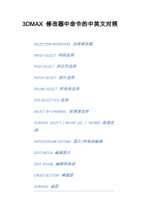 3DMAX修改器中命令的中英文对照