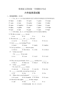 鲁教版六年级英语上册期末试题及答案