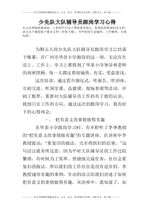 少先队大队辅导员跟岗学习心得