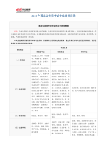 2016年国家公务员考试专业分类目录