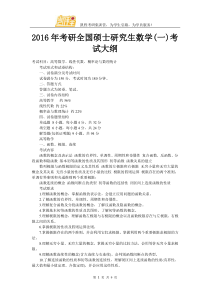 2016年考研全国硕士研究生数学(一)考试大纲
