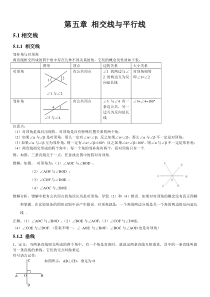 人教版初中数学第五章相交线与平行线知识点
