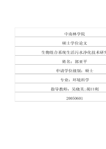 生物组合系统生活污水净化技术研究