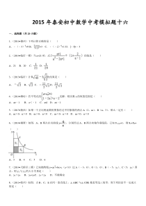 2015年泰安初中数学中考模拟题十六
