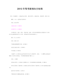 2013驾考新规扣分标准及科目二考试攻略