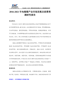 2016-2021年电链锯产业市场发展及前景预测研究报告