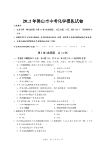 2013年佛山市中考化学模拟试卷
