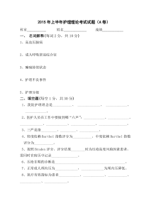 2015年上半年护理理论考试试题