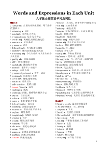 2013年新人教版九年级英语全册各单元单词