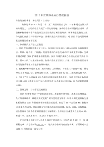 2015年管理体系运行情况报告
