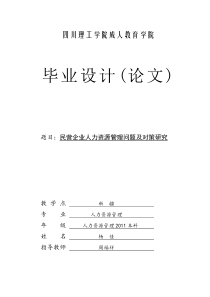 中国民营企业人力资源管理问题及对策研究(毕业论文)终