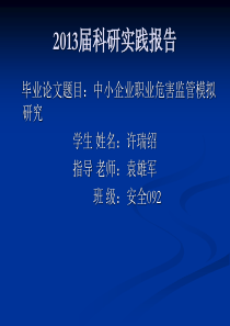 2013届科研实践报告
