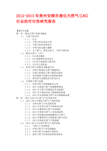 2012-2013年贵州安顺市液化天然气(LNG)行业可行性研究报告