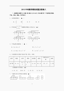2012中考数学模拟试题及答案八