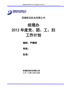 2011年度党团工妇工作方针目标文件