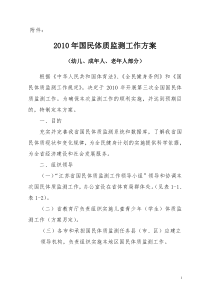 2010年国民体质监测工作方案