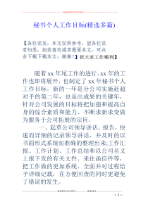 秘书个人工作目标(精选多篇)