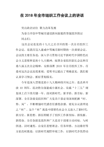 在2018年全市组织工作会议上的讲话