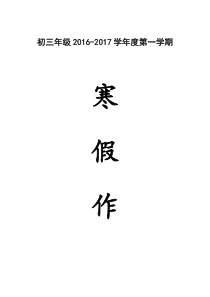 2017年九年级寒假作业
