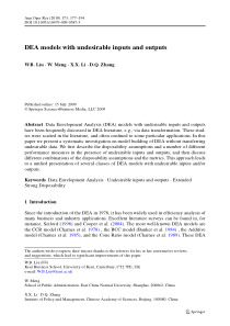 DEA models with undesirable inputs and outputs