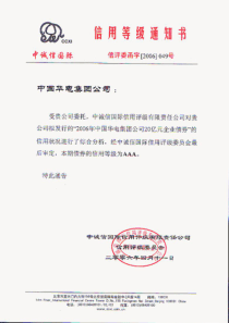 2006年华电集团企业债评级报告