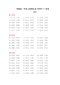 人教部编版一年级上册语文《全册总复习资料》