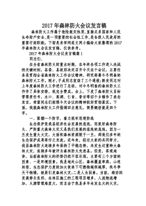 2017年森林防火会议发言稿