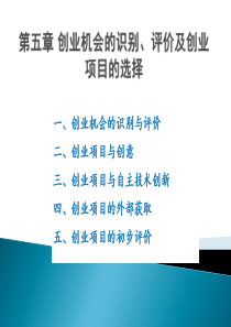 第五章 创业机会的识别与评价及创业项目的选择(1)