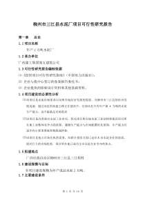 水泥厂项目可行性研究报告