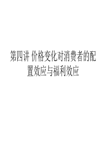 第四讲 价格变化对消费者的配置效应与福利效应1