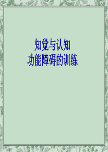 知觉与认知功能的训练