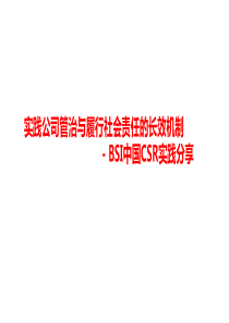 实践公司管治与履行社会责任的长效机制-BSI中国CSR实践分享