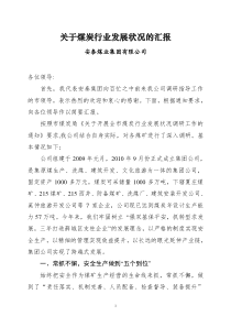 关于煤炭行业发展状况的汇报