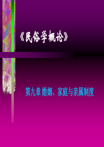 第九章 婚姻、家庭与亲属制度