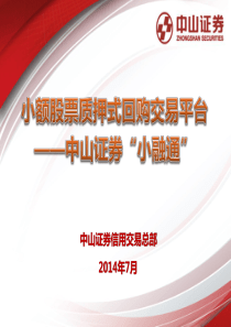 小额股票质押回购产品方案交流(中山证券“小融通”)