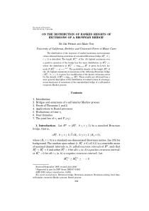 On the distribution of ranked heights of excursion
