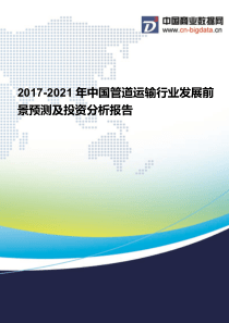 2017-2021年中国管道运输行业发展前景预测及投资分析报告