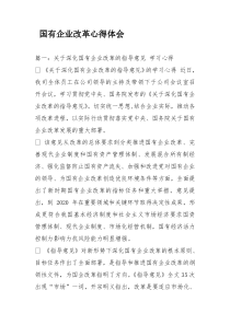 国有企业改革心得体会