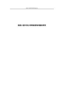 我国小型外贸公司网络营销问题的研究