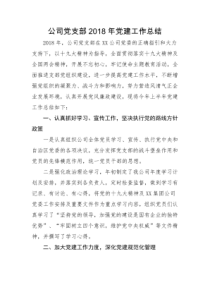 公司党支部2018年党建工作总结