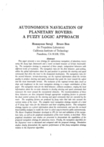 Autonomous navigation of planetary rovers A fuzzy 