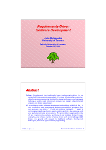 Requirements-Driven Requirements Driven Software D