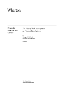 The Place of Risk Management in Financial Institut