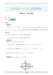 圆锥曲线 椭圆 双曲线 抛物线 知识点总结 例题习题精讲 详细答案